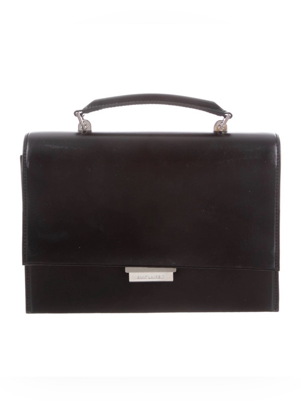 Saint Laurent Black Leather Satchel Top Handle Bag